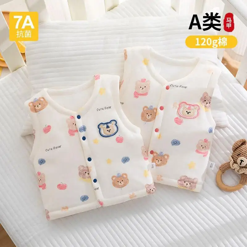 

Осенне-зимний жилет для новорожденных мальчиков и девочек, детский топ без рукавов, хлопковая утепленная теплая одежда для дома, стеганый жилет, детская одежда