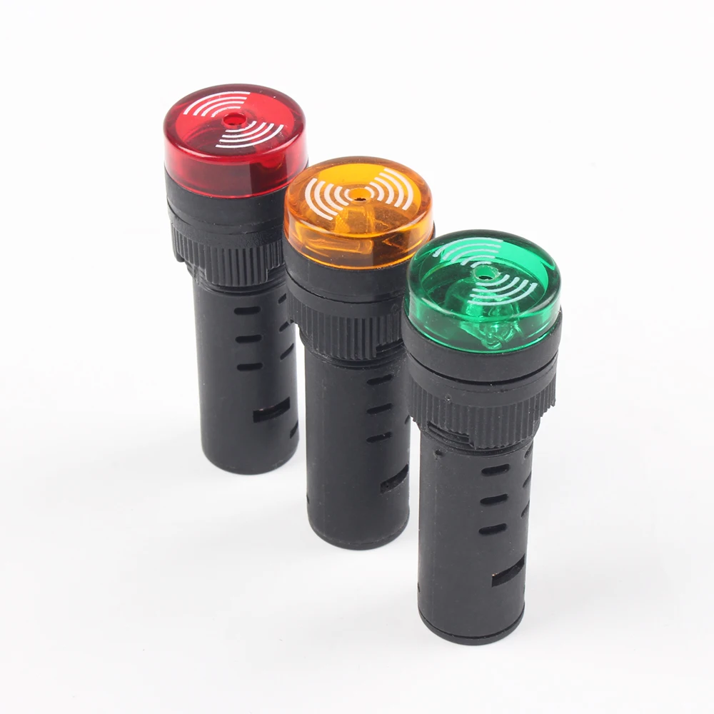 AD16-16SM 16 มม.AD16-22SM 22mm 12V 24V 220V แฟลชสัญญาณไฟเตือนสีแดง Buzzer Beep ALARM ตัวบ่งชี้พลาสติกสีแดงสีเขียว