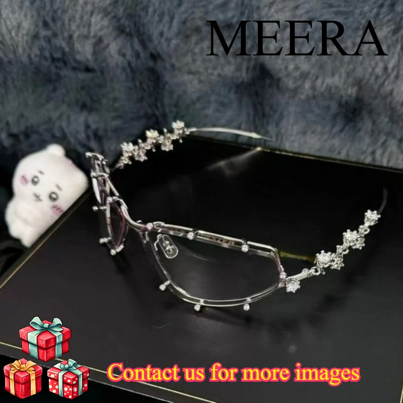

Fashion Rhinestone Glasses Women Men Oversized Cat Eye Glasses Titanium Oval Shades Frame Vintage Bling Gm Party Eyeglasses