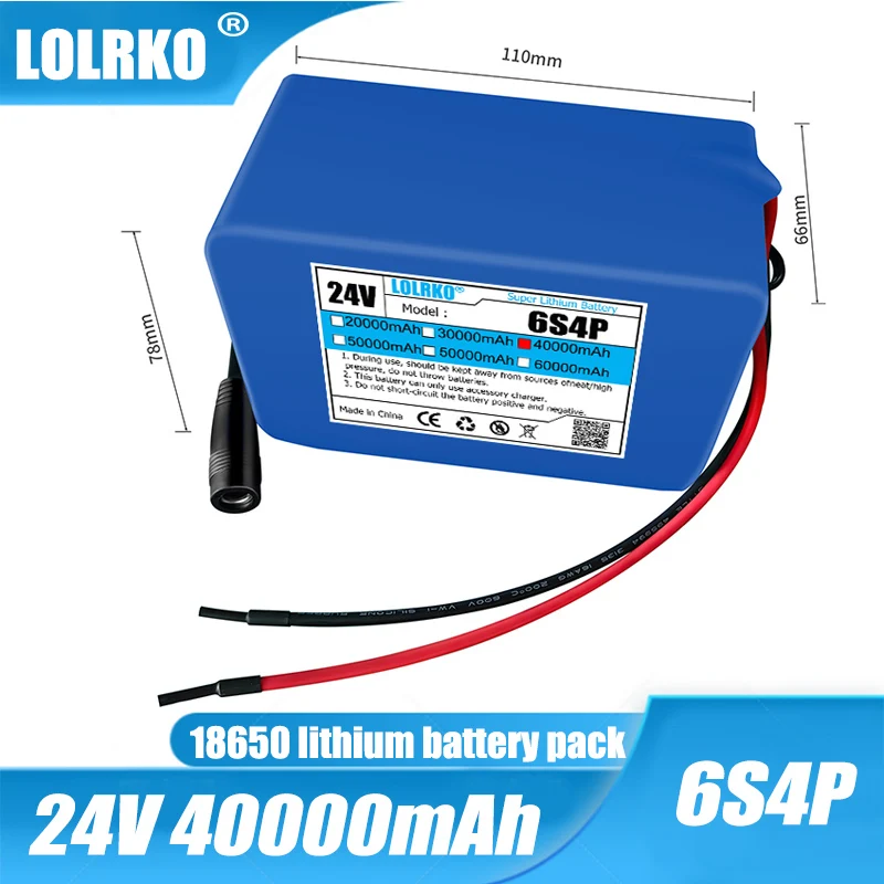 

6s4p 24V 40Ah 18650 Battery Lithium Battery 25.2v 40000mAh Electric Bicycle Moped /Electric/Li Ion Battery Pack