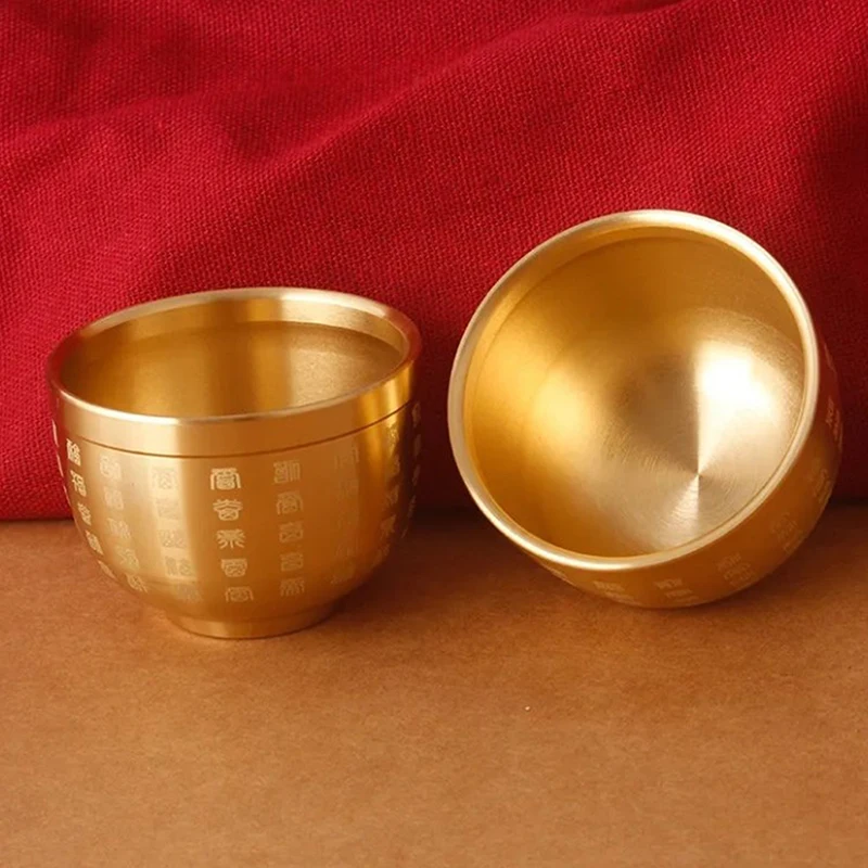 Feng Shui Treasure Bowl Vat Brass Copper Offering Bowl Small Serving Dessert Bowls Wealth Figurine Attract Wealth and Good Luck