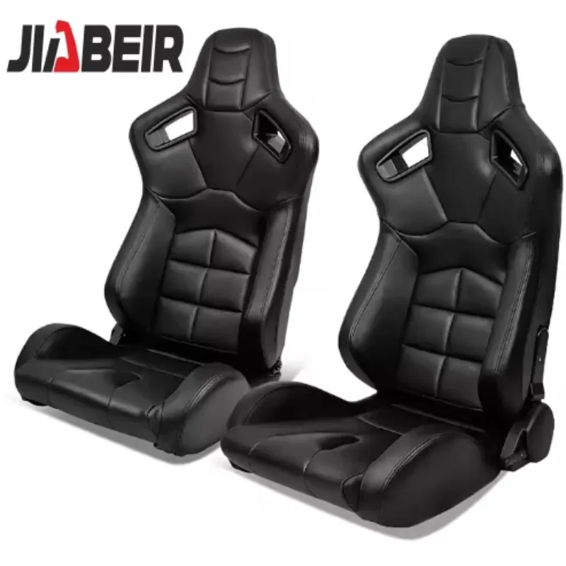 1074 Black PVC Leather Universal Vehicle Slider Simulator Gaming Station Adjustable Sim Bucket Racing Seats
