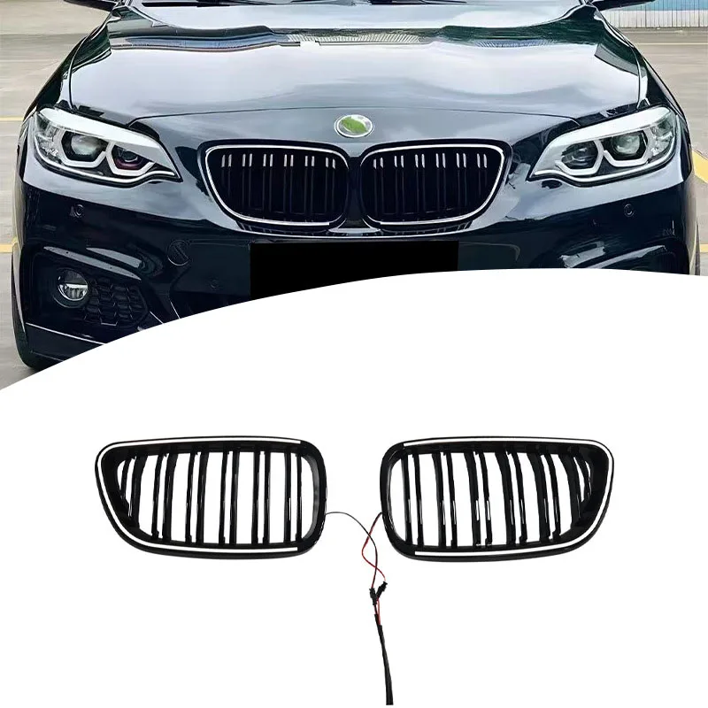 لسيارات BMW 2 Series F22 LED Grille F22 F87 ضوء نمط خط مزدوج مادة ABS شواية أمامية 2014-2021