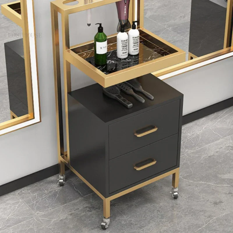 Light Luxury Salon Trolleys Hairdressing Shop Tool Cabinet Hair Salon Special Shelf Barber Shop Moving Trolley Tool Trolley