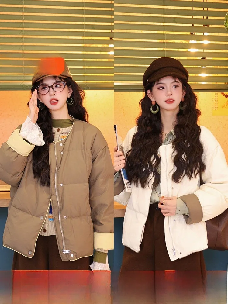 

Зимняя женская пуховая куртка Chen Jiajie, новинка 2025 года, маленький размер, модная, универсальная, белая, теплая верхняя одежда для города