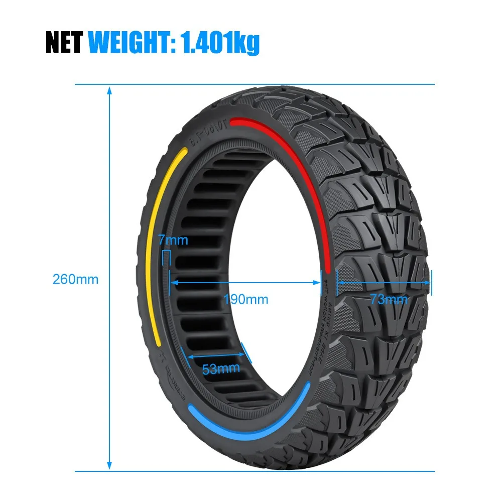 Solid Tire 70/60-7.5 for Electric Scooter with For honeycomb Structure Shock Absorbing Elastic Rubber Black Red