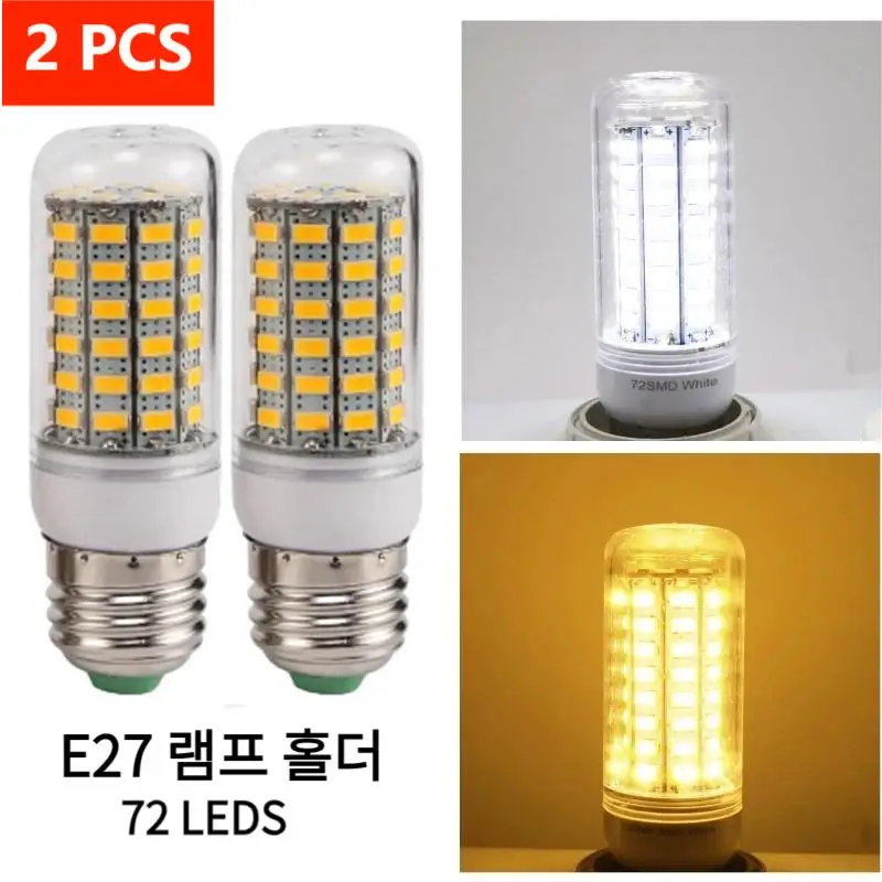 E27 Screw LED Corn Super Bright Light Bulb 72 LED SMD 5730 Light Bulb 220V Fixture Home Chandelier Candle Light Bulb Set of Two