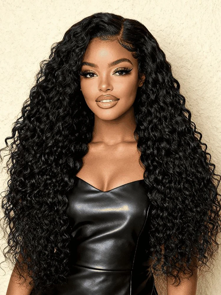 

3 IN 1 Kinky Curly Half Wigs Human Hair Glueless Afro Kinky Curly Hair Headband Wig With Drawstring Seamless Clips ins Flip Over