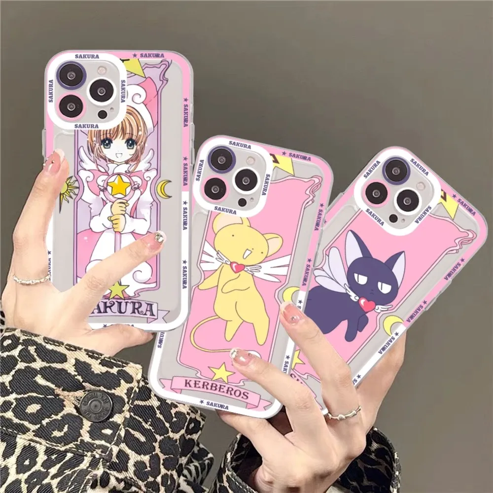 Anime Sakura Phone Case For iPhone 15 11 12 13 14 Mini Pro Max XR X XS TPU Clear Case