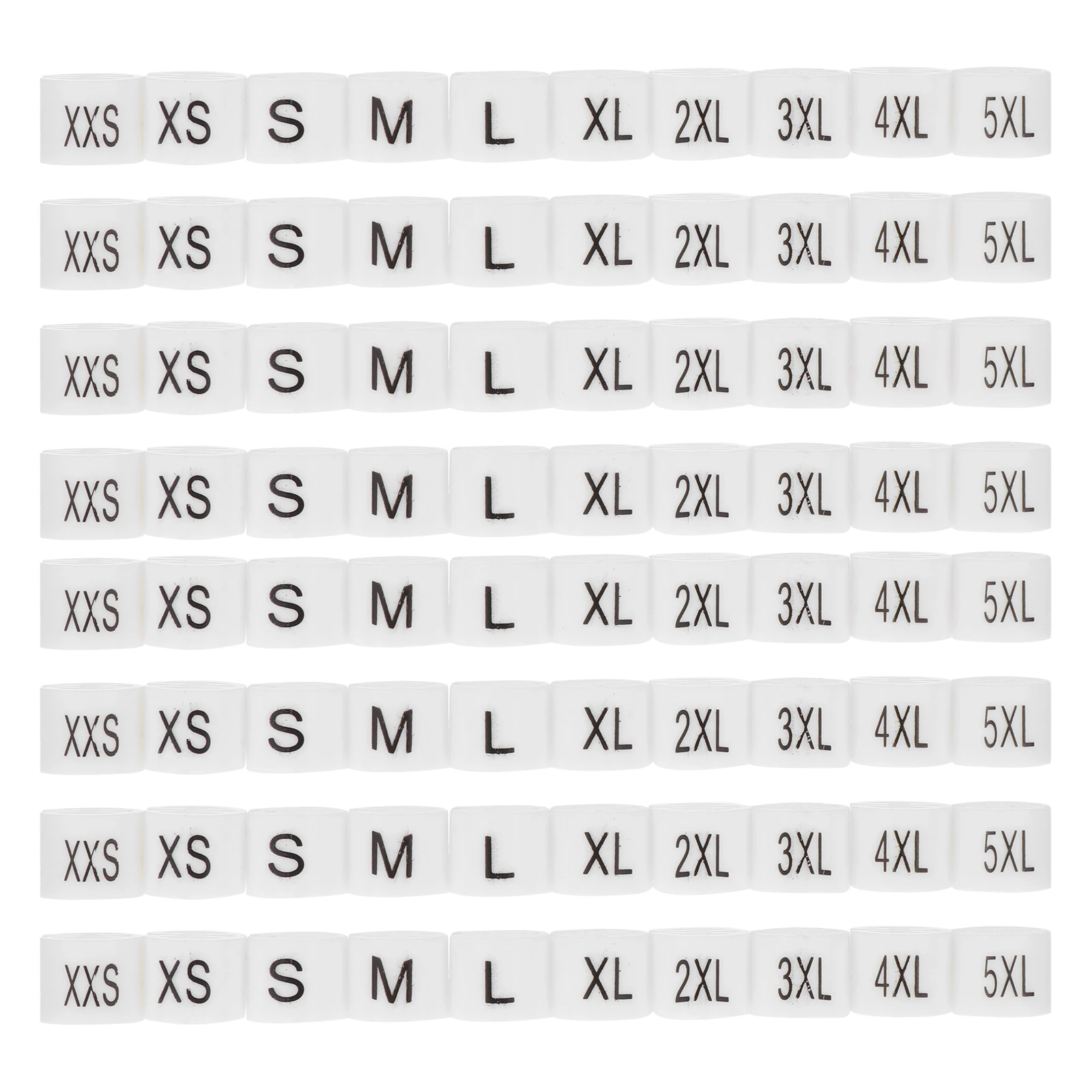 

100pcs Size Buckle Clothing Hangers Garment Markers Plastic Tags XXS 5XL White Colors Wardrobe Storage Organization Clothes