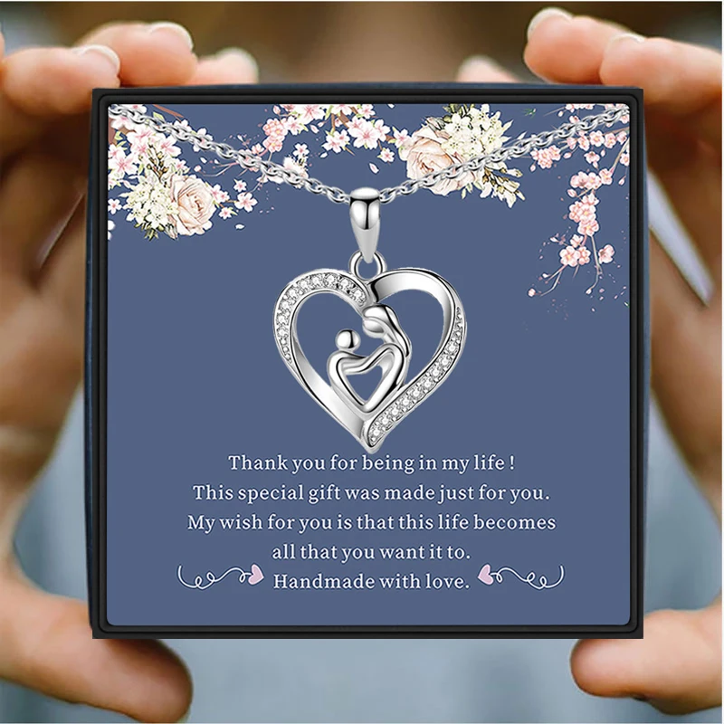 

Mother Child Heart Necklace With Gifts Box 2023 New In Mother's Day Gift Fashion To My Mom Birthday Women Jewellry Dropshopping