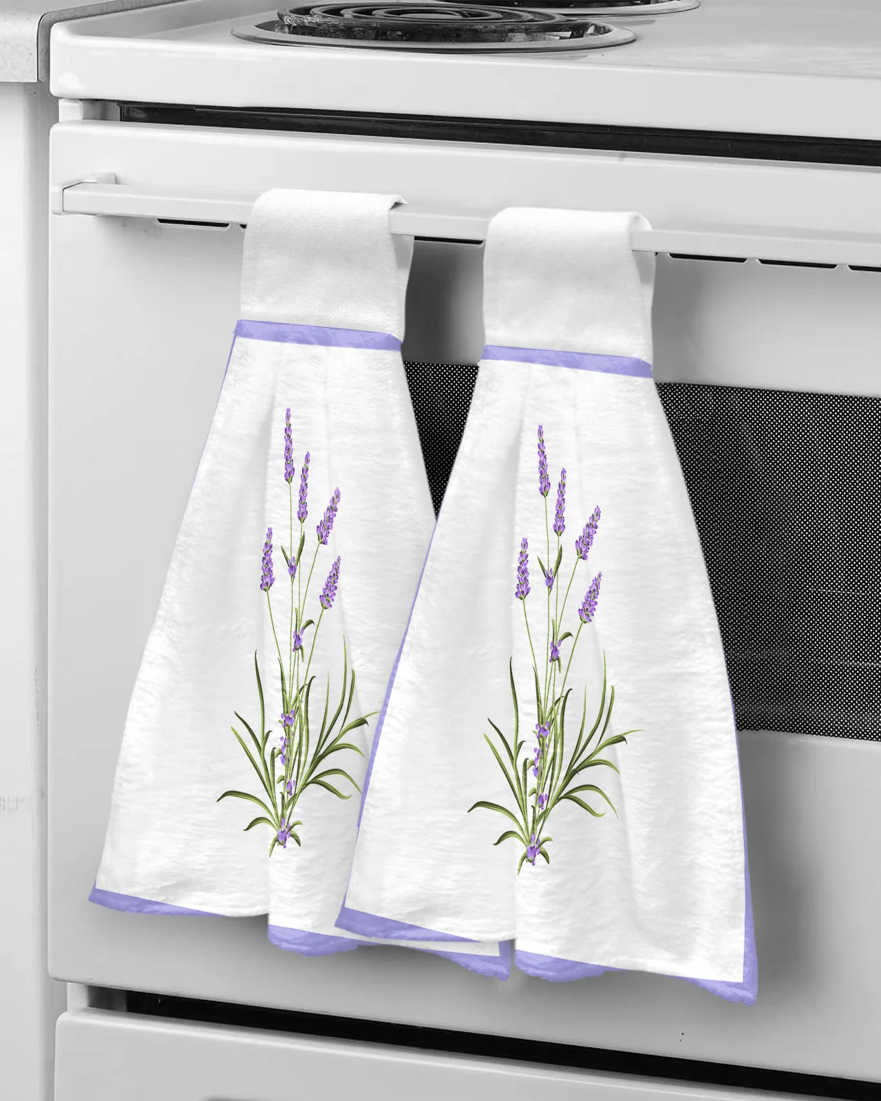 Toalhas de cozinha Quick Dry Microfiber, Toalha de mão absorvente macia, Lavanda flor roxa, Toalha de mão romance