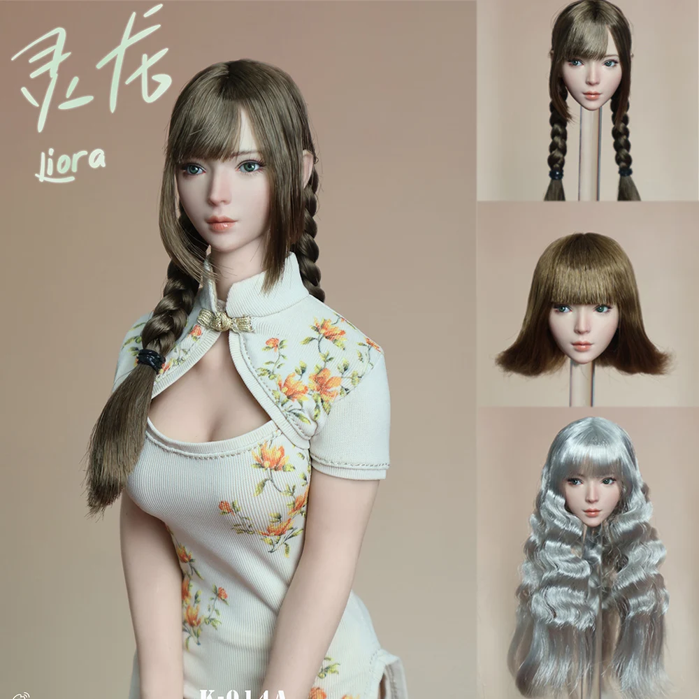 

JKTOYS 1/6 Linglong Liora Beauty Woman Head Sculpt Carving Model Movable Eyes Fit 12'' Female Solidier Action Figure Body Dolls