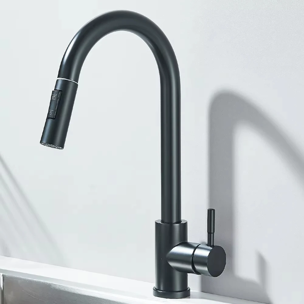 2025 New Chrome Kitchen Faucet, Deck Mount Pull-Out Spout Kitchen Sink Mixer Faucet, Single Handle Spray Spout, Mixer Faucet image 3
