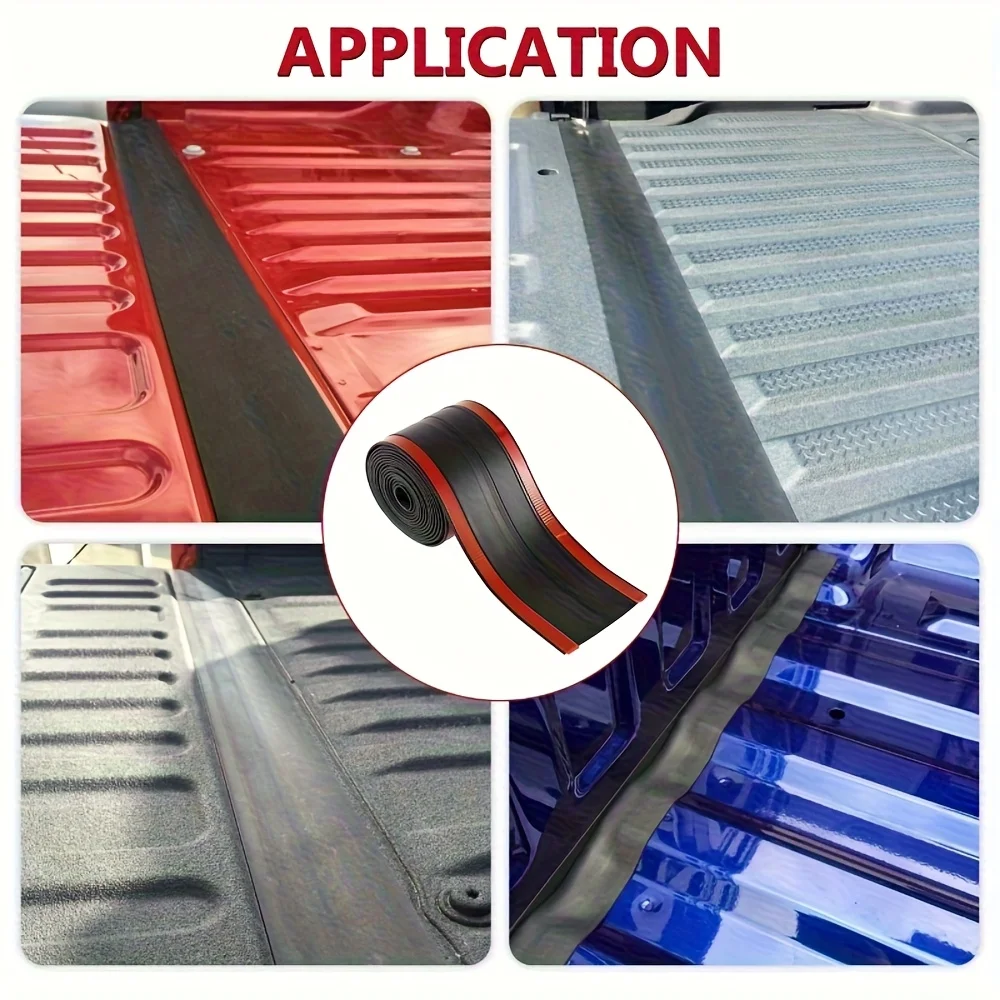 11FT All-Weather Truck Tailgate Seal Strip - Universal Heavy-Duty Black Rubber Weatherproofing for Gaps, Protects Against Dust