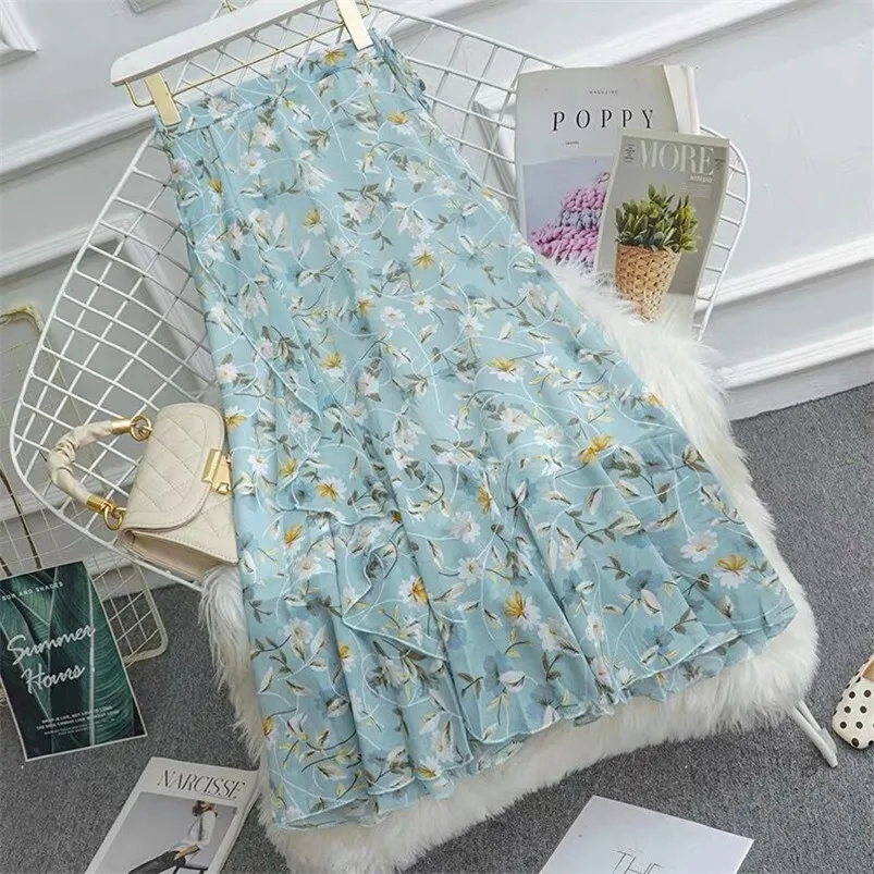 Floral impressão saias longas femininas 2026 verão assimétrico babados maxi saia feminina boho férias saias 9 cores boho roupas y2k