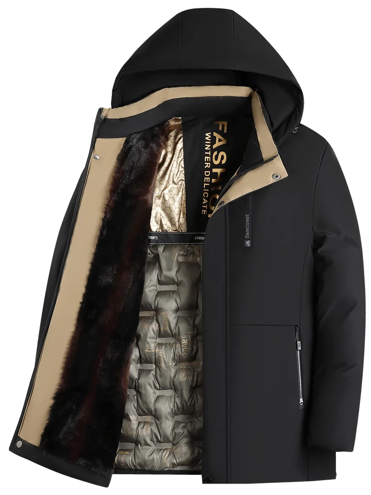 Men's Thickened Fleece Lined Cotton Jacket Winter Coat Warmth for Middle-Aged And Elderly Group Fashionable Urban Casual Wear