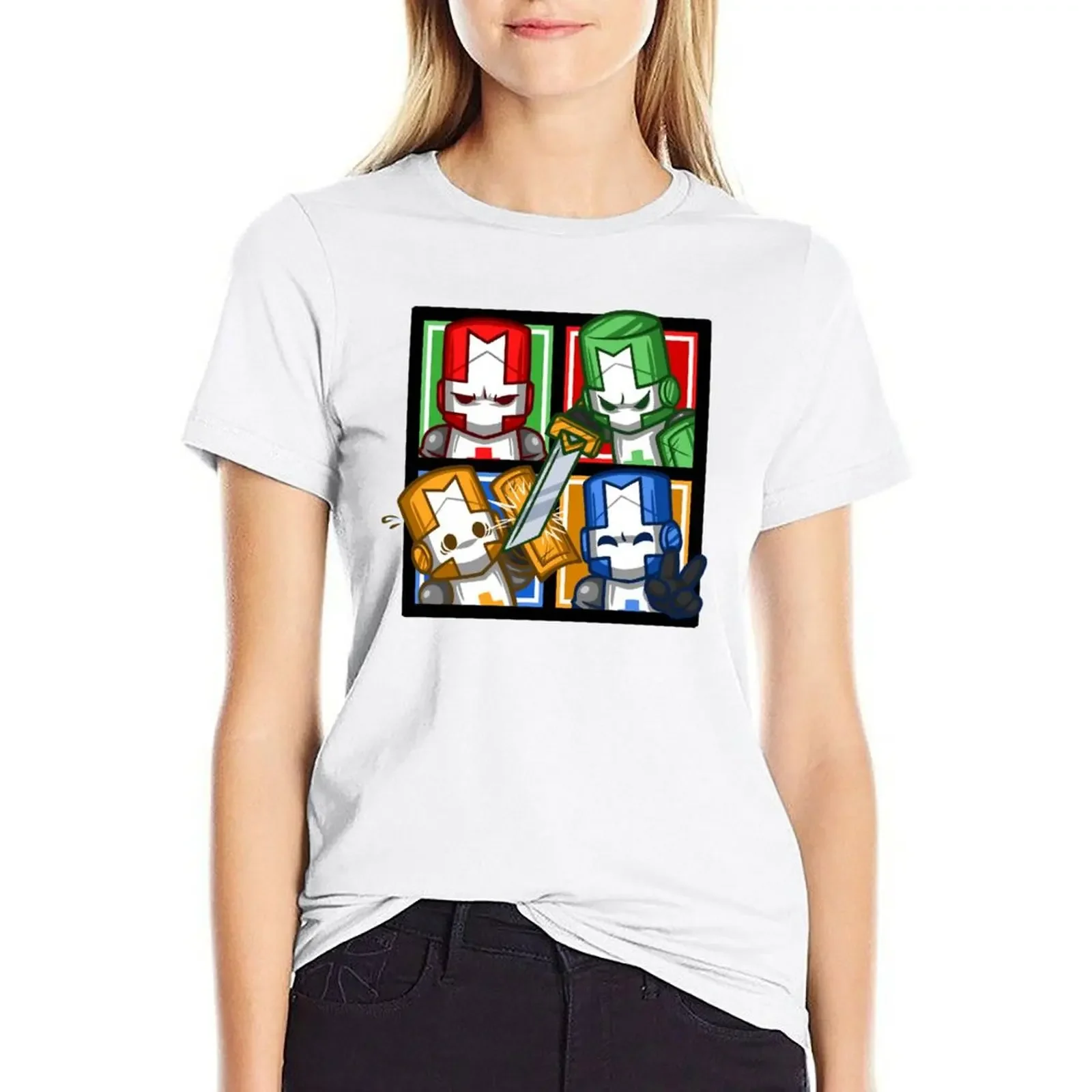 

Castle Crashers Four-Square T-shirt female Short sleeve tee t shirt dress Women