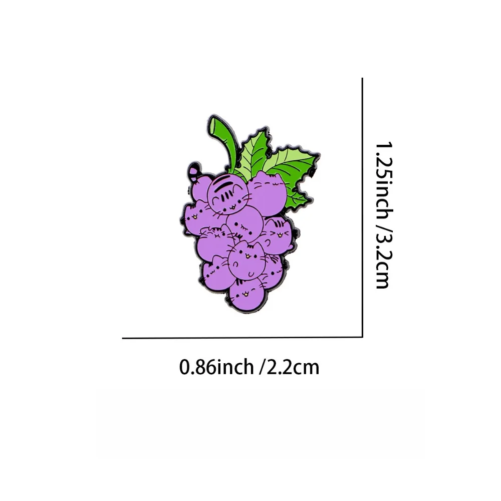Cute Grape Cat Cartoon Brooch Purple Cat Hugging Enamel Badge Suit Shirt Backpack Clothes Clip Decoration