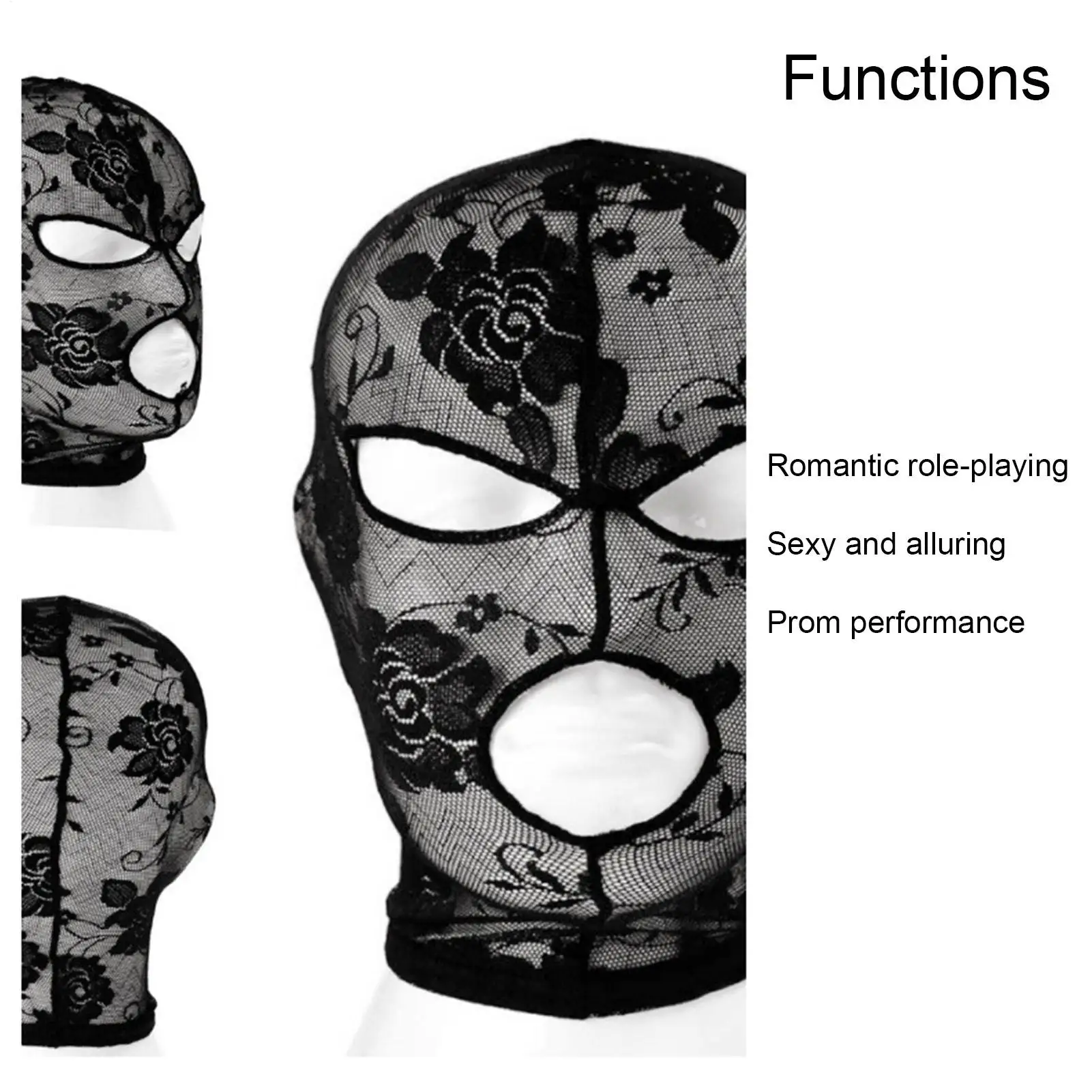 Vintage Lace Face Hood Women Halloween Costume Mask Gothic Cosplay Headpiece Black Hollow Out Veil for Party Photoshoot Prop - view 5