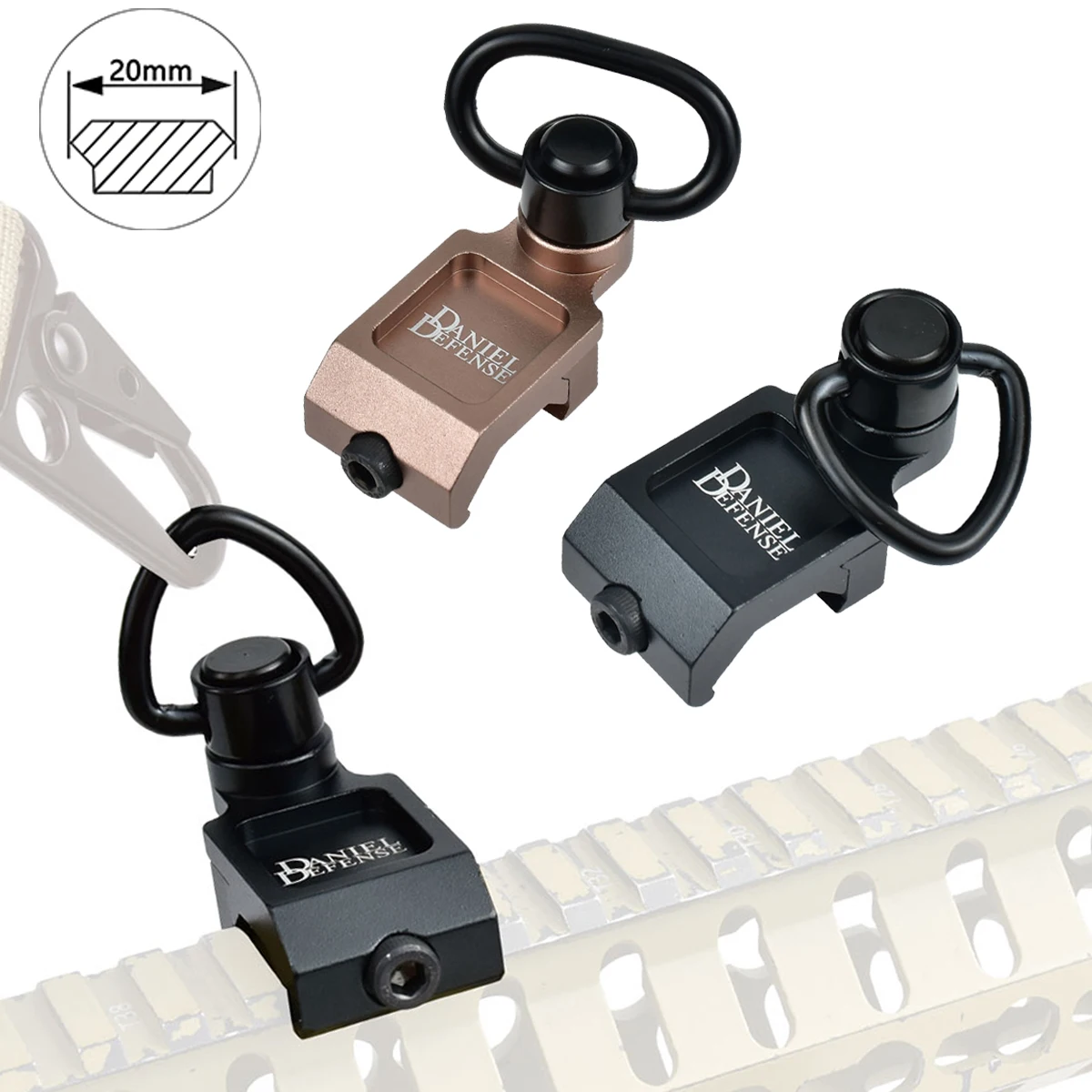 DD Side Buckle Tactical Backpack Strap Buckle QD Sling Swivel Attachment Point Offset 20mm Rail Daniel Defense Dedicated Mount