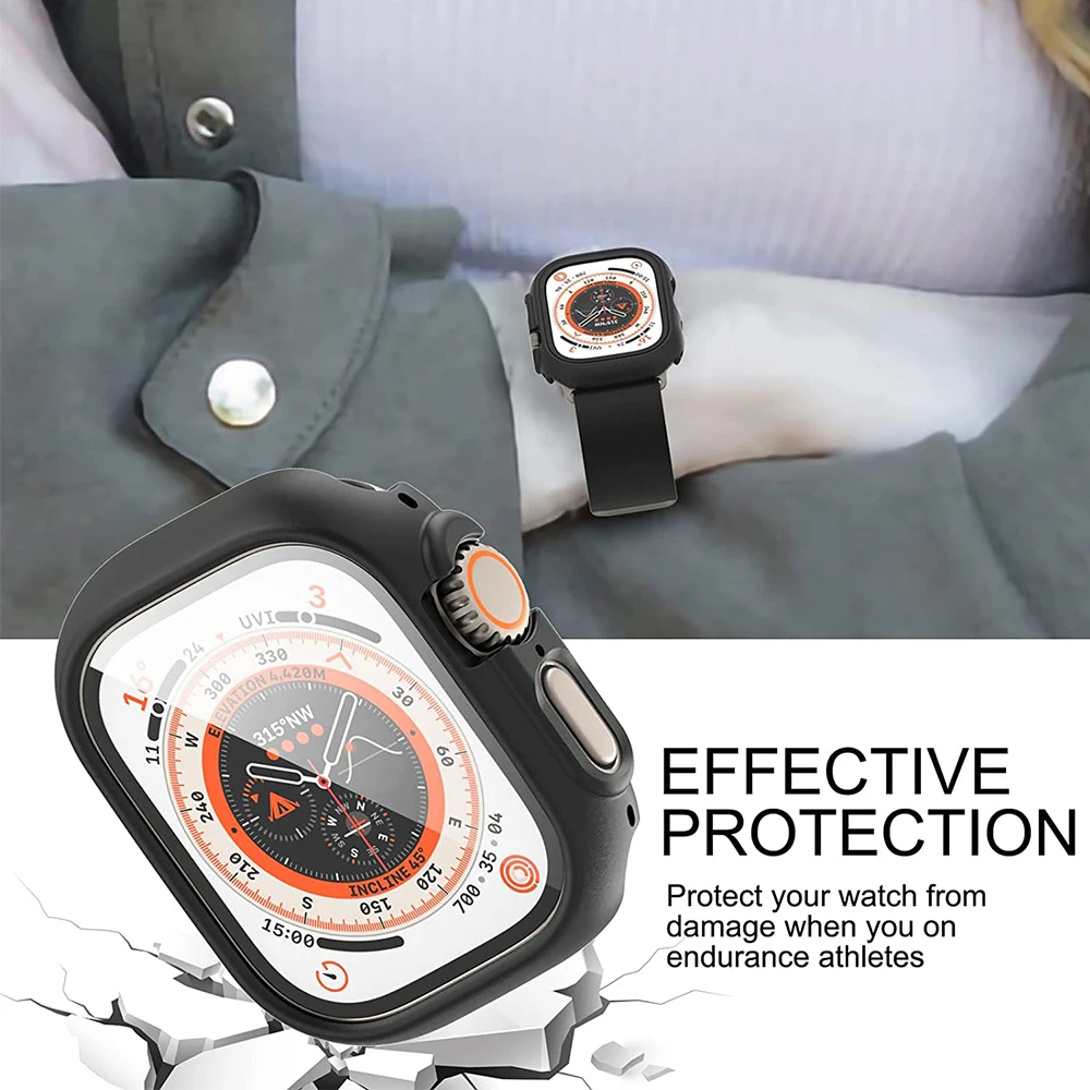 Vetro + custodia per Apple Watch Ultra 49mm antigraffio PC Apple Watch Ultra Case Iwatch Ultra/8 Pro 49mm Cover + pellicola proteggi schermo