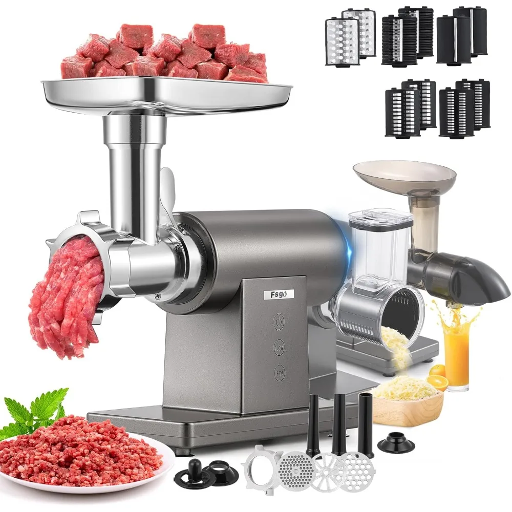 

Электрическая мясорубка мощностью 3200 Вт, многофункциональная машина для измельчения с режущим лезвием, 3 шлифовальных пластины, 3 начинки для колбас