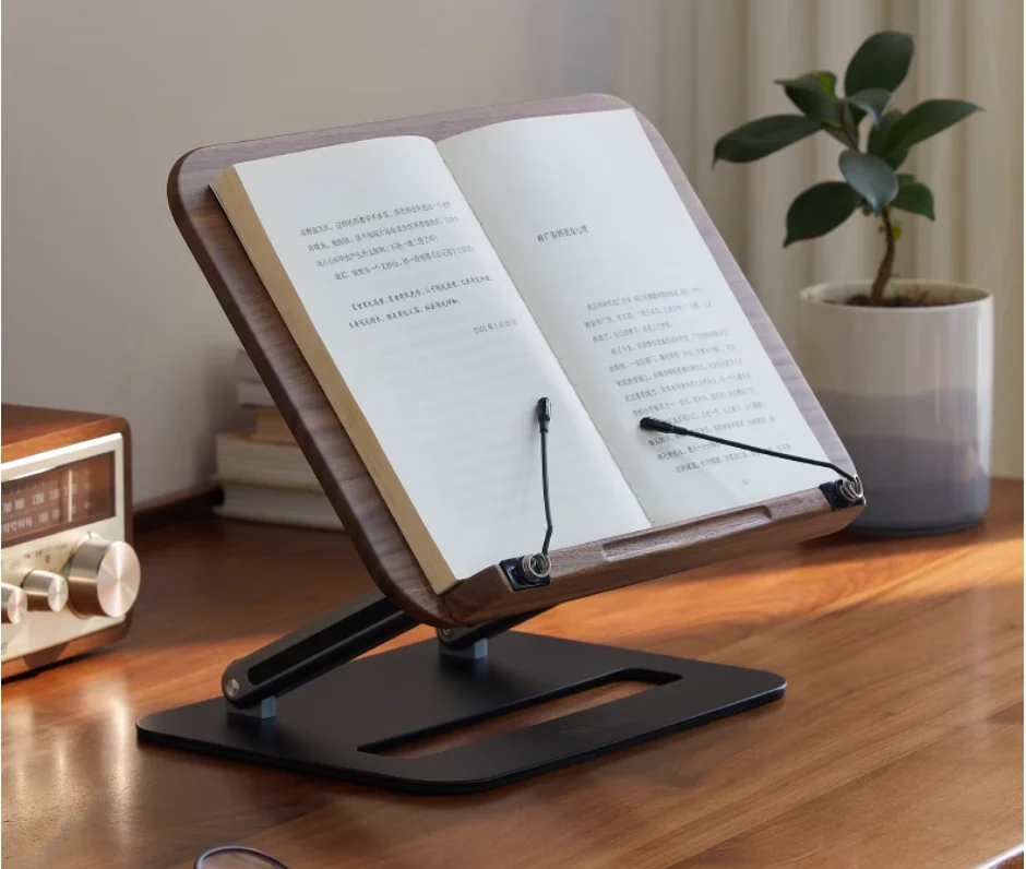 Black walnut reading stand Wooden high-end book picture book tabletop tablet ipad bookshelf reading device