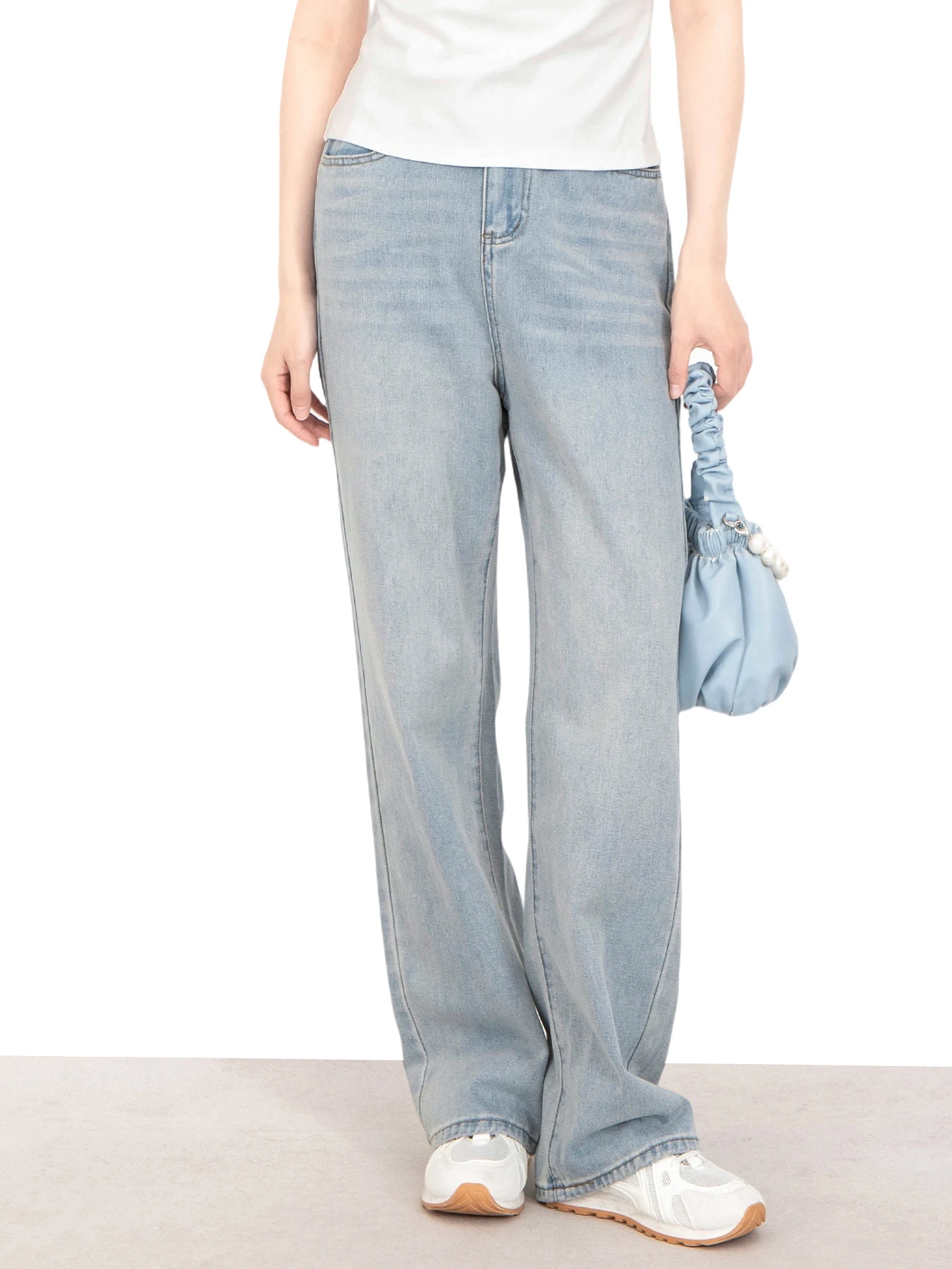 

High Waist Straight Leg Jeans Women plus Size Loose Wide Leg Pants Slimming Effect Casual Denim Trousers for plus Size Women
