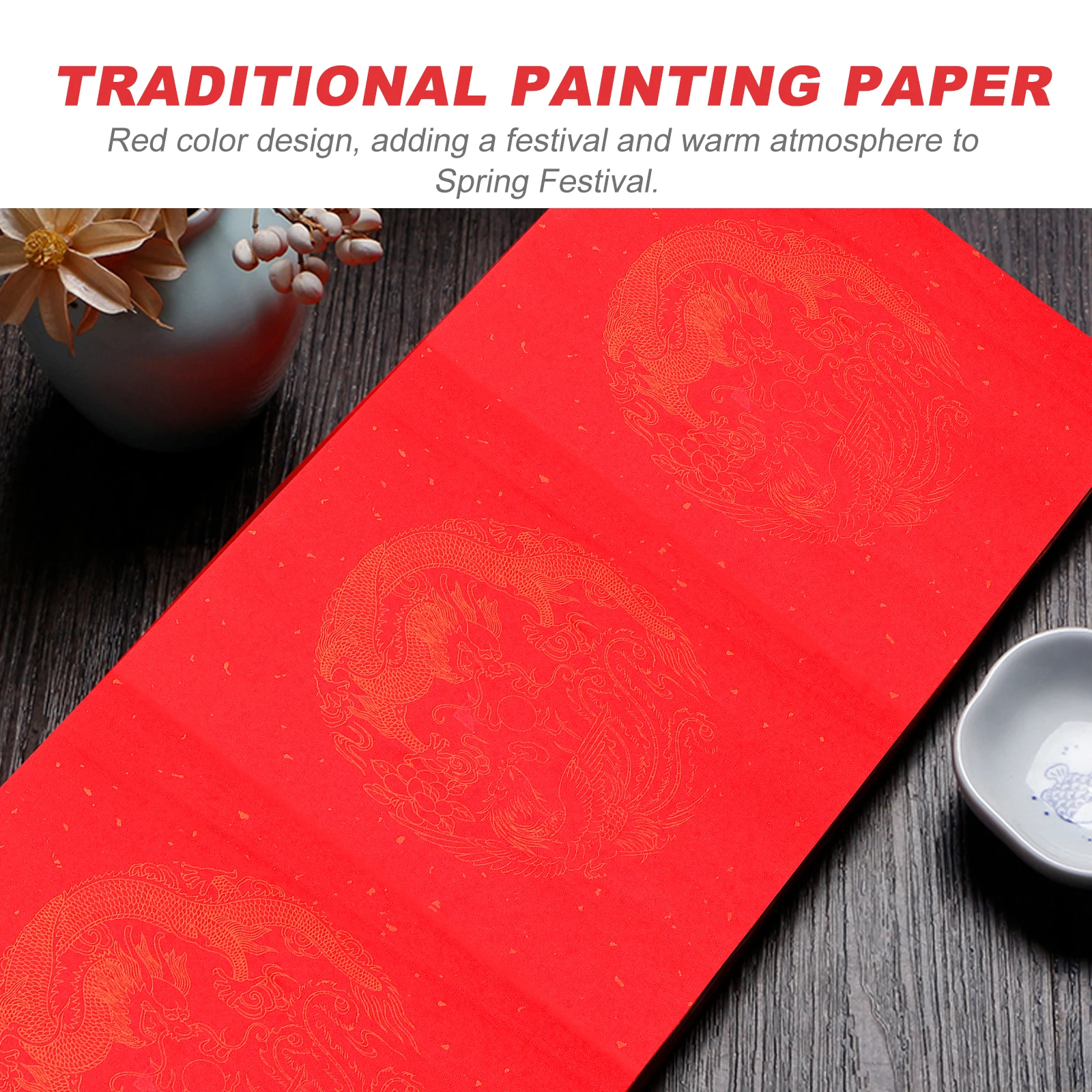 

Red Xuan Spring Festival Couplet Blank Scroll Paper Lightweight Compact Size Perfect for Wedding Chinese New Year Art Supplies