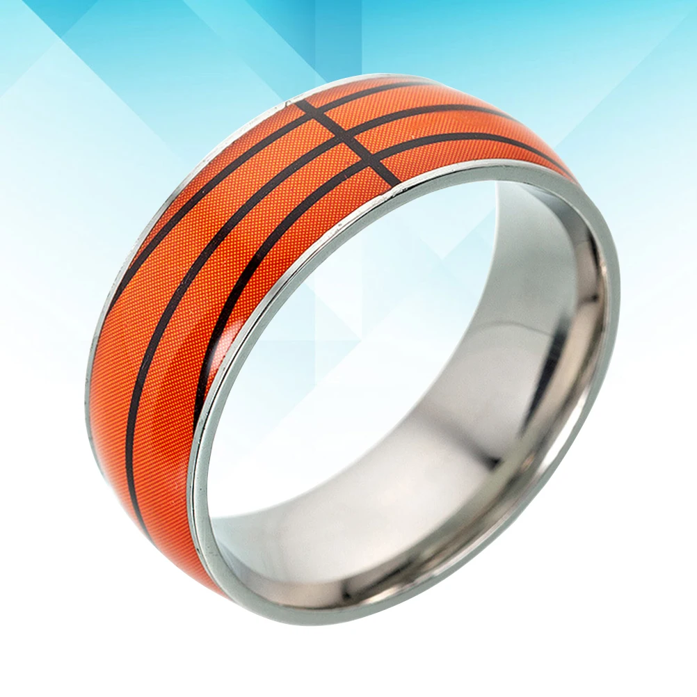 Titanium Steel Ring Basketball UV Printed Creative Metal Ring Durable Smooth Spot Theme Fashion for Lover