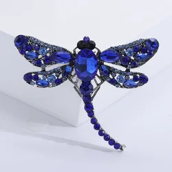 Women Large Crystal Vintage Dragonfly Brooches Gradient Zircon Insect Brooch Lapel Pin Fashion Dress Coat Accessories Cute Jewel