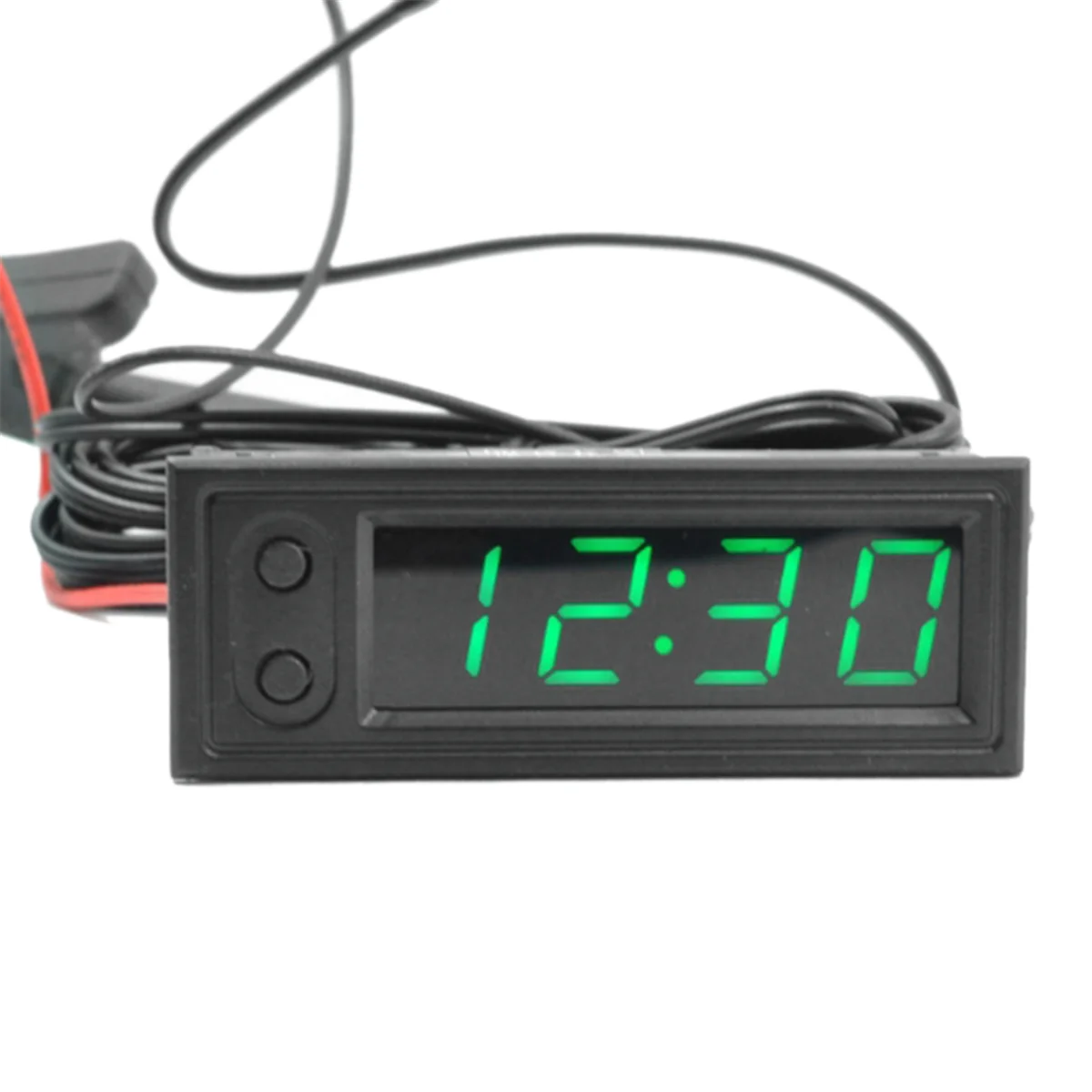 Car Clock Universal Automotive Digital Clock Date 3 in 1 LCD Display Electronic Temperature Noctilucent Trim Green