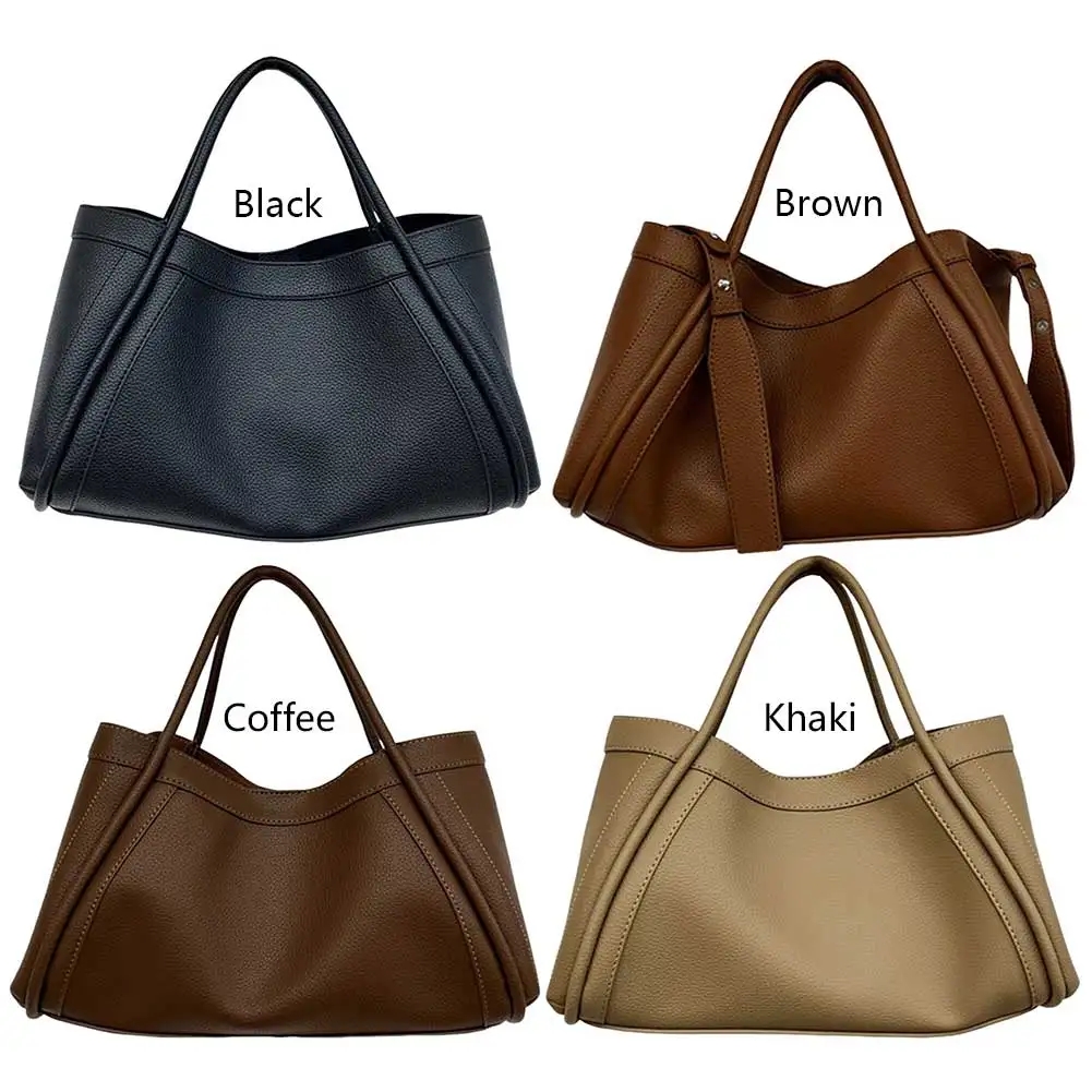 Leather Tote Bag and Pouch Women Large Capacity Fashion Hobo Bag Versatile Crossbody Bag Clutch Bag Commuting Bag