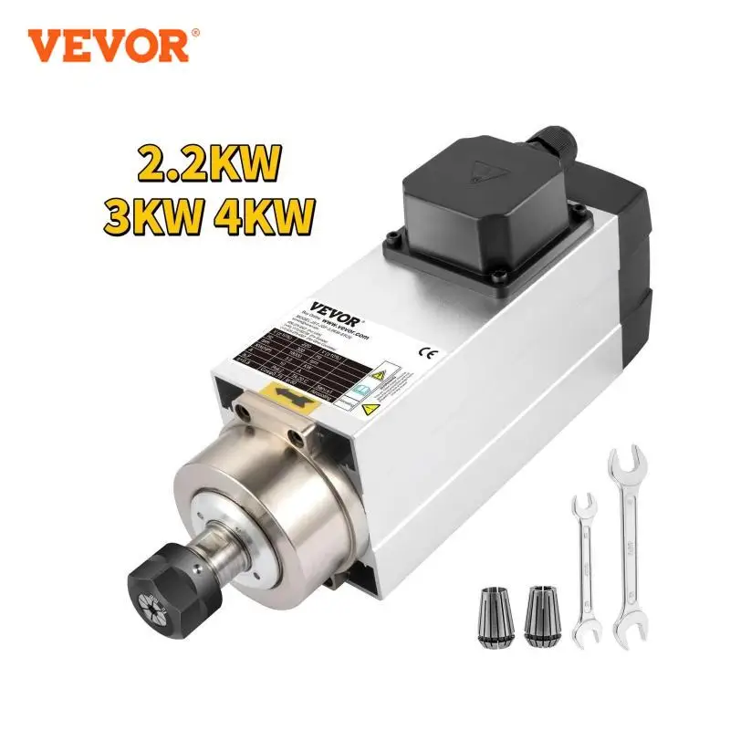 VEVOR Air Cooled Spindle Motor 0.8KW/1.5KW/2.2KW/3KW/ 4KW ER11/ER20/ER25 Collect for CNC Router Engraving Milling Machine Use