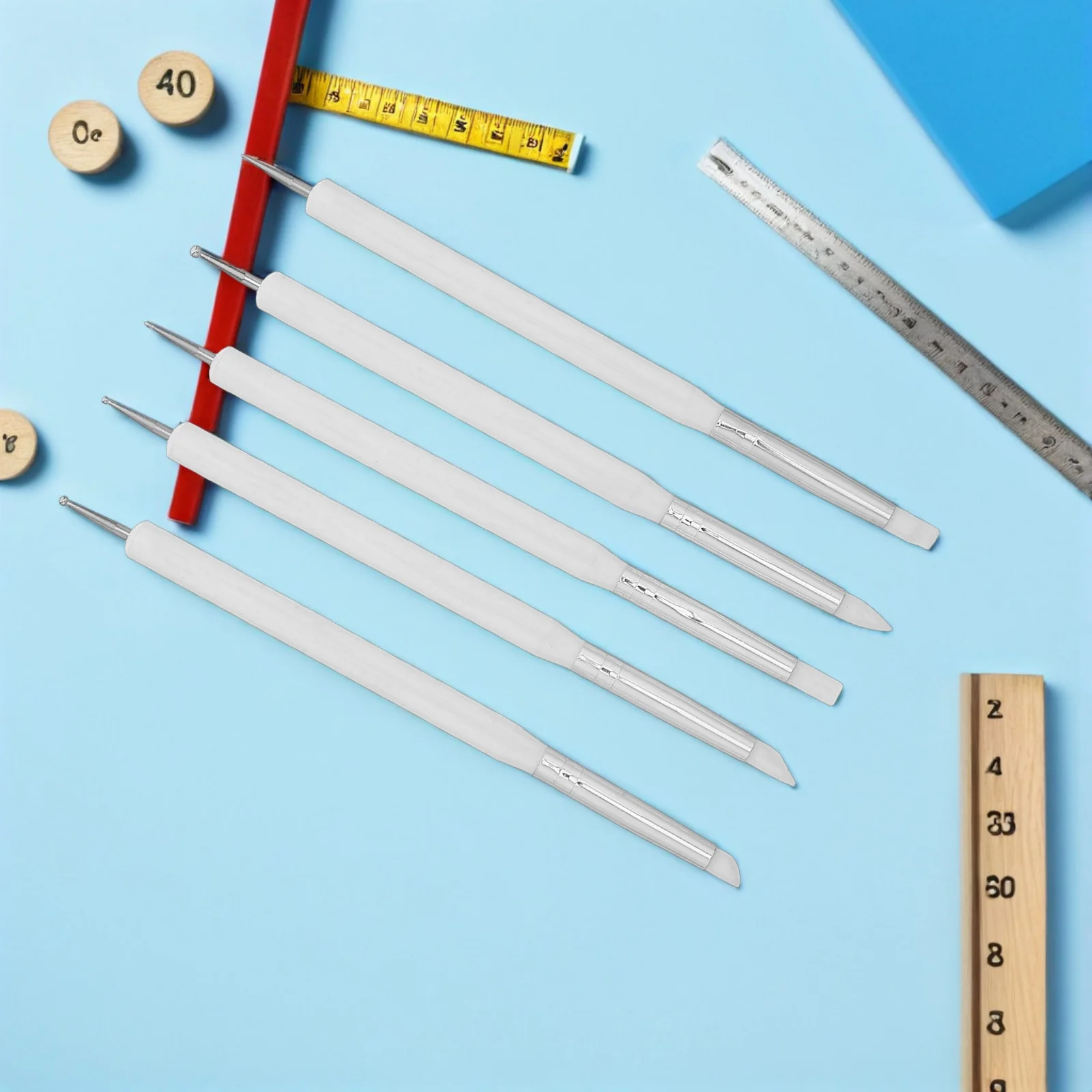 5 قطعة أدوات النحت الطين السيليكون لينة بوليمر النمذجة عدة Diy بها بنفسك الفخار السيراميك الفن الحرفية المشاريع مزدوجة نهاية التنقيط