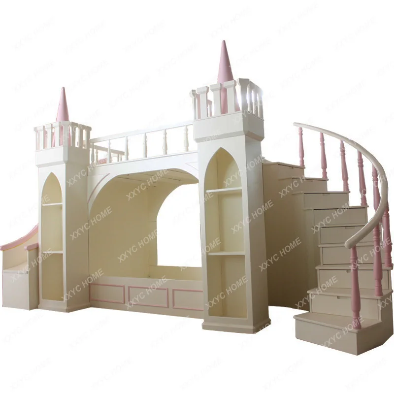 Creative Castle Custom Solid Wood Children's Bed Cartoon Princess House Bed