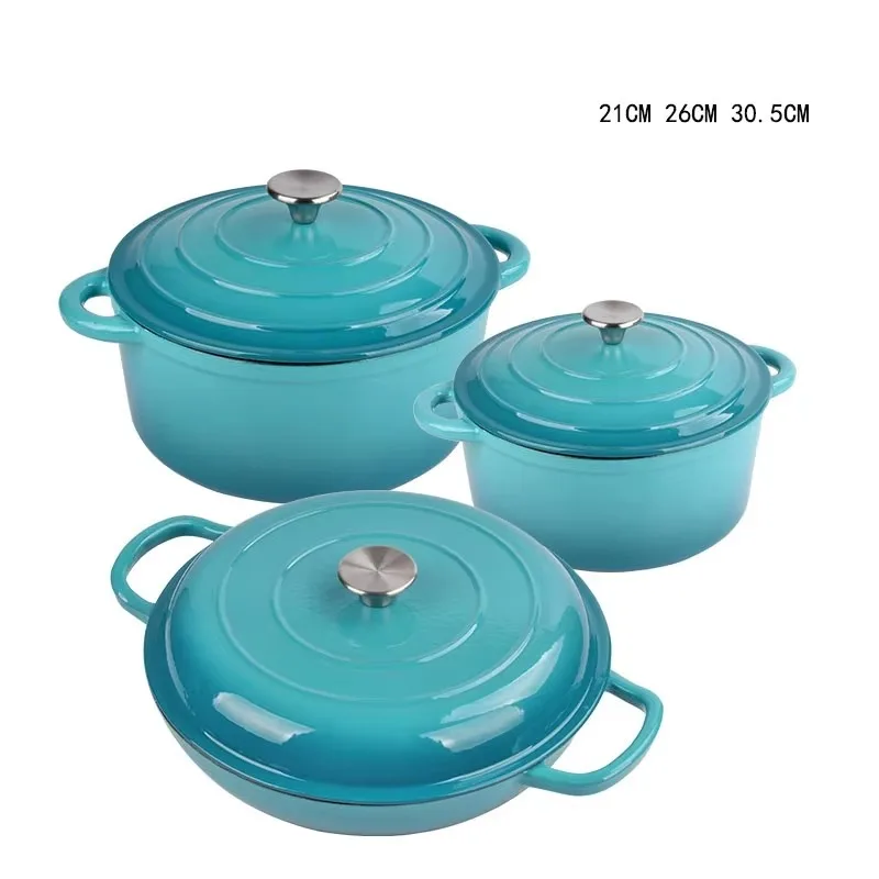 7-Piece Kitchen Enamel  Cast Iron Cookware Casserole Soup & Stock Pots