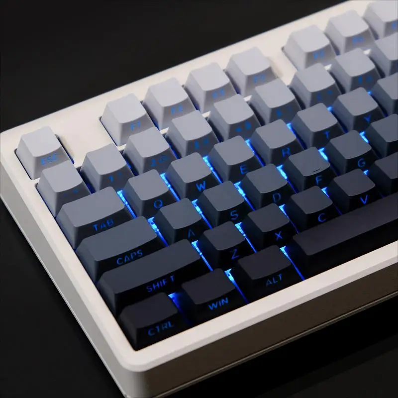 K135 Gradient Keycaps Side Printed PBT Double Color Translucency Keycaps OEM Profile for MX Switches Gaming Key Cap