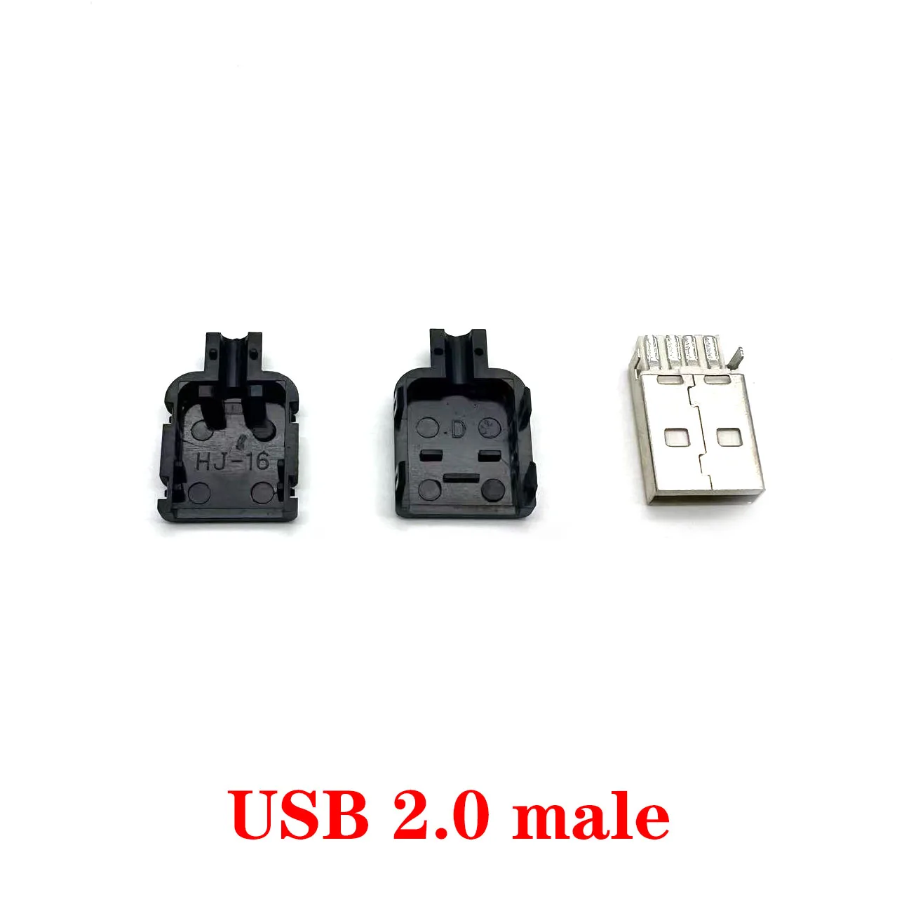 プラスチックカバーとコネクタ付きのオスとメスのプラグ,取り付けられたタイプのツール,USB2.0ソケット,黒いプラスチックカバー,4ピンプラグ,DIY