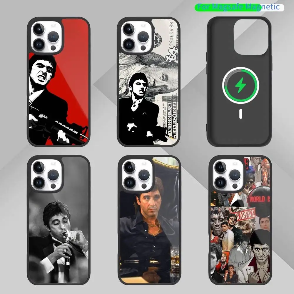 

Movie SScarfaces of Tony M-Montana Phone Case For iPhone17,16,15,14,13,12,11 Plus,Pro Max Magnetic For Magsafe Wireless Charging