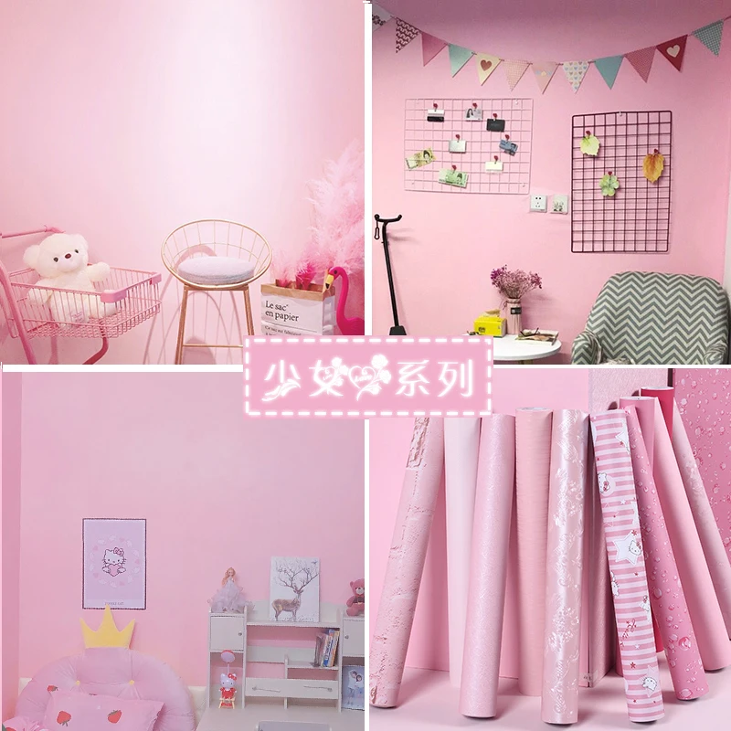 Pink Self-adhesive Wallpaper Decorative Furniture Bedroom Dormitory Living Room Waterproof Vinyl Wall Stickers Wall Decorations