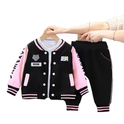 Baseball Coats+Pants Girls Long Sleeve Clothing Set Kids Boy Baby Autumn Fashion Tracksuit Outfit Children New Suit 1-4 Year Old