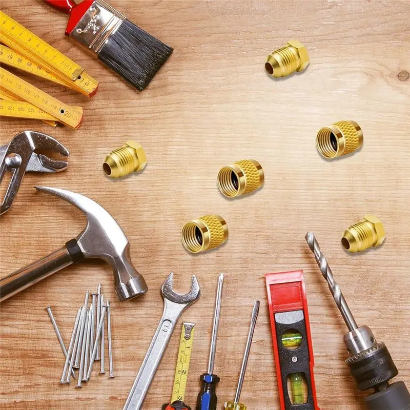 غطاء مضيئة مقاس 1/4 بوصة من ABFA، أغطية قفل HVAC نحاسية مستديرة، مع أغطية صمامات HVAC لخدمة التيار المتردد من النيوبرين، (25 قطعة) #3