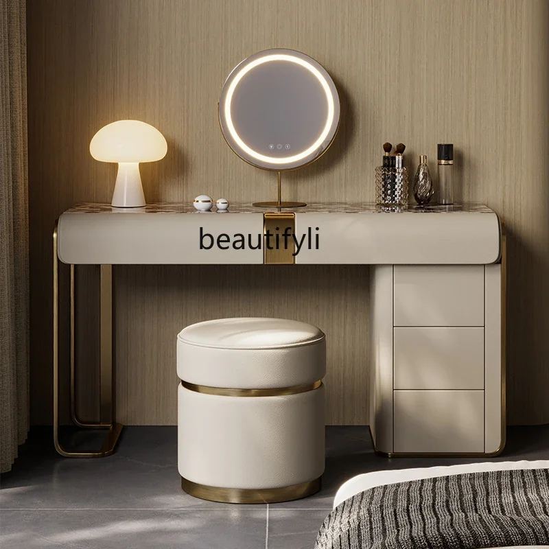 Italian simple dresser bedroom modern small apartment high-end, marble light luxury integrated makeup table