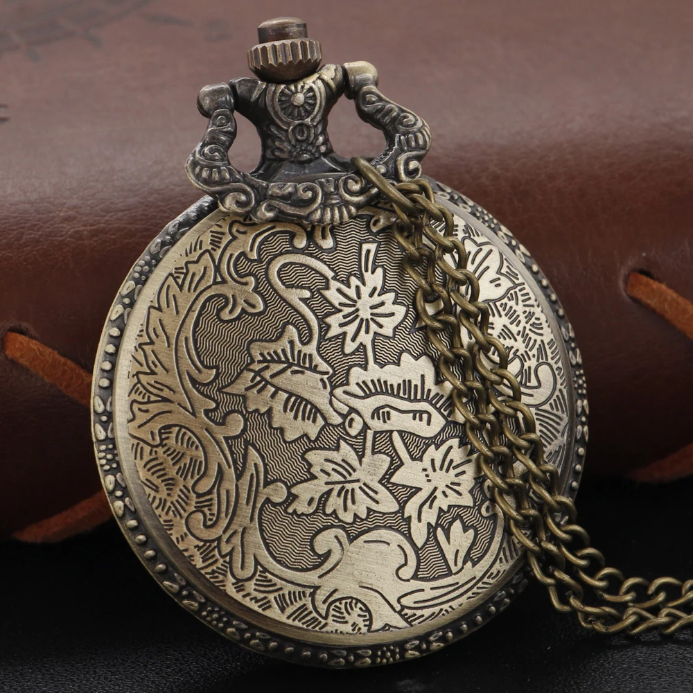 Bronze Classic Anime Character Quartz Pocket Watch Special Navy Retired Unjust Hero Fob Chain Watch Pendant Necklace Gift