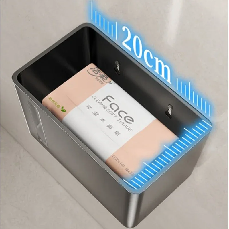 Wall Mounted Tissue Box Holder Waterproof Bathroom Toilet Paper Dispenser with Phone Shelf Storage Organizer