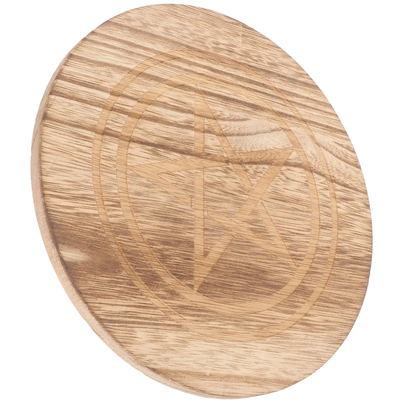 

Round Wooden Pentacle Tray Smooth Surface Multiuse Altar Decor Worship Offering Plate Sacrificial Prop Holder