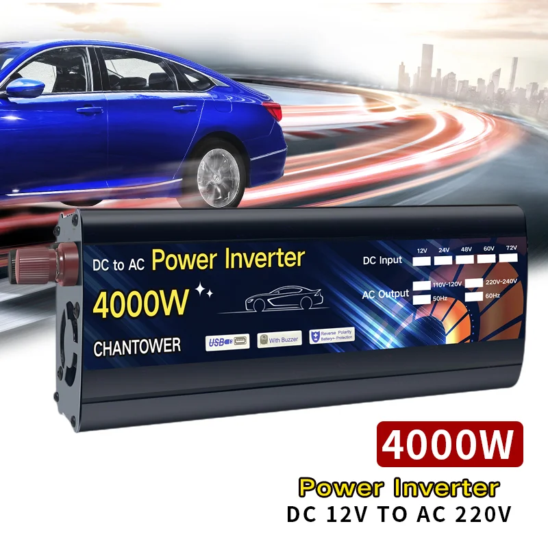 Solar Inverter DC 12V To AC 220V 2000W 3000W 4000W Modified Sine Wave Inverter Voltage Transformer Power Converter Car Inverter