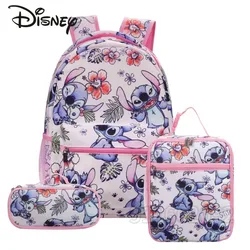 Disney Stitch New Children's School Bag 3-piece Set Children's Backpack Cartoon Girls' School Bag Large Capacity High Quality